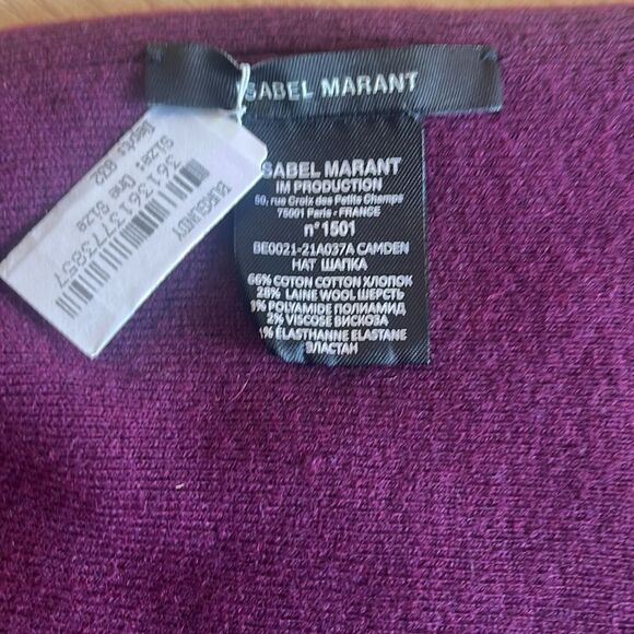 ISABEL MARANT  Camden Striped Logo Beanie - Burgundy NWT - Picture 6 of 6